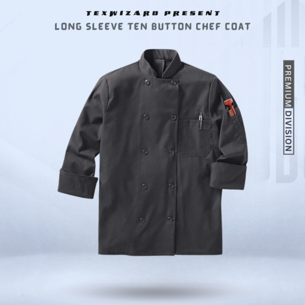 Long Sleeve Ten Button Chef Coat (2)