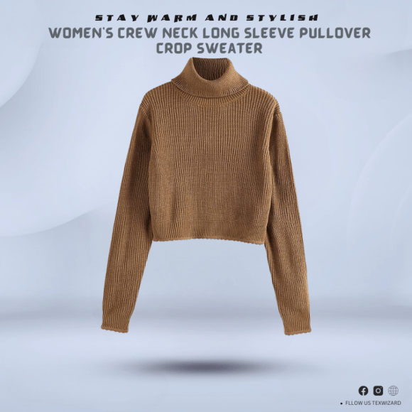 's Crew Neck Long Sleeve Pullover Crop Sweater (15) Long Sleeve Pullover