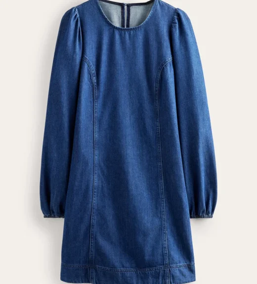 Denim Blouson Shift Dress