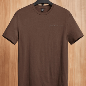 Men Cotton Letter & Palm Tree Print Tee