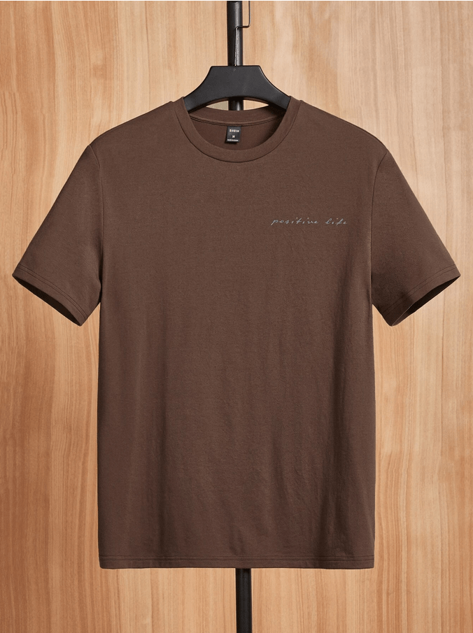 Men Cotton Letter & Palm Tree Print Tee